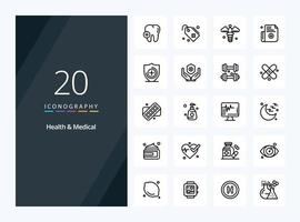 20 Health And Medical Outline icon for presentation vector