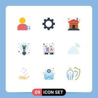 Set of 9 Modern UI Icons Symbols Signs for pollution back to school house education bulb Editable Vector Design Elements