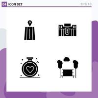Group of 4 Solid Glyphs Signs and Symbols for navigation travel briefcase holding healthcare Editable Vector Design Elements