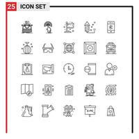 User Interface Pack of 25 Basic Lines of bluetooth fireworks digital event milestone Editable Vector Design Elements