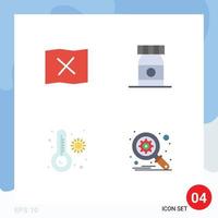 4 Thematic Vector Flat Icons and Editable Symbols of location database beach meter search Editable Vector Design Elements