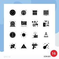 Modern Set of 16 Solid Glyphs and symbols such as culture popup speed notification sport Editable Vector Design Elements