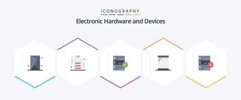 Paquete de 25 iconos planos de dispositivos que incluye datos. teléfono. aprobar. dispositivos. datos vector