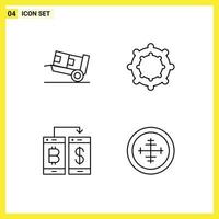 4 User Interface Line Pack of modern Signs and Symbols of delivery transection shipping cashless army Editable Vector Design Elements