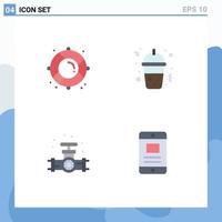 4 Flat Icon concept for Websites Mobile and Apps buoy plumber rescue food mobile Editable Vector Design Elements