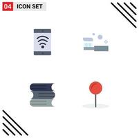 paquete de 4 iconos planos creativos de educación móvil baño ducha coordinar elementos de diseño vectorial editables vector