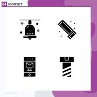 4 Thematic Vector Solid Glyphs and Editable Symbols of bell deleted festival plumber message Editable Vector Design Elements