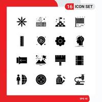 Set of 16 Vector Solid Glyphs on Grid for location designer rich design usa Editable Vector Design Elements