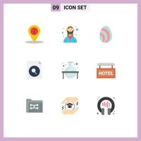 Modern Set of 9 Flat Colors and symbols such as flask search nurse file spring Editable Vector Design Elements