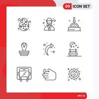 9 Universal Outline Signs Symbols of arrow india planner cobra technology Editable Vector Design Elements