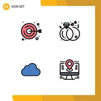 Universal Icon Symbols Group of 4 Modern Filledline Flat Colors of clot data handicraft marriage cloudy Editable Vector Design Elements