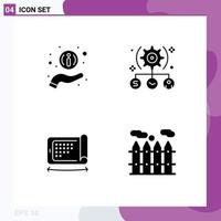 Pictogram Set of 4 Simple Solid Glyphs of help display task setting felexibel Editable Vector Design Elements