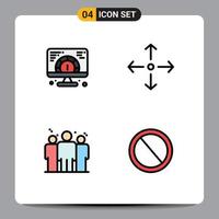 4 User Interface Filledline Flat Color Pack of modern Signs and Symbols of speed competitive serving full screen bin Editable Vector Design Elements