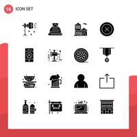 Group of 16 Solid Glyphs Signs and Symbols for friend wireframe bank ux layout Editable Vector Design Elements