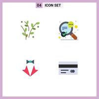 Set of 4 Vector Flat Icons on Grid for leaf heart spring success suit Editable Vector Design Elements