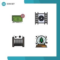 Universal Icon Symbols Group of 4 Modern Filledline Flat Colors of banknotes baby flow media cradle Editable Vector Design Elements