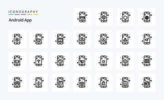 25 paquete de iconos de línea de aplicaciones de Android vector