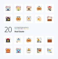 20 Real Estate Flat Color icon Pack like real estate real real estate vector