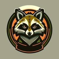 raccoon logo design in flat color vector design template