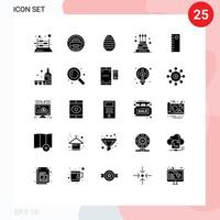 Pictogram Set of 25 Simple Solid Glyphs of holiday event writer celebration egg Editable Vector Design Elements