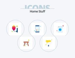 diseño de iconos del paquete de iconos planos de cosas para el hogar 5. máquina. contacto. lámpara. teléfono inteligente móvil vector