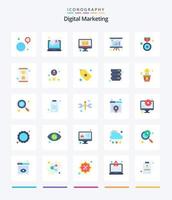 Creative Digital Marketing 25 Flat icon pack  Such As reward. . email. presentation. analysis vector