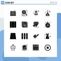 Modern Set of 16 Solid Glyphs and symbols such as grid spa solution relax gear Editable Vector Design Elements