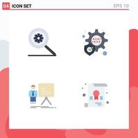 Pack of 4 Modern Flat Icons Signs and Symbols for Web Print Media such as control certificate protection chart school Editable Vector Design Elements