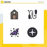 Universal Icon Symbols Group of 4 Modern Filledline Flat Colors of education halloween science jump rope cross Editable Vector Design Elements