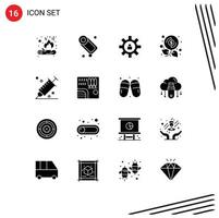 16 Thematic Vector Solid Glyphs and Editable Symbols of design color setting profit investment Editable Vector Design Elements