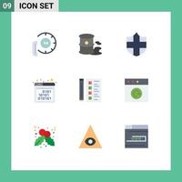 User Interface Pack of 9 Basic Flat Colors of check seo pollution interface binary Editable Vector Design Elements