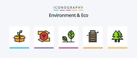 El medio ambiente y la línea ecológica llenaron un paquete de 5 íconos que incluye eco. Internet. Navidad. global. alegre. diseño de iconos creativos vector