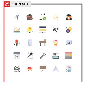 25 signos universales de color plano símbolos de lavado de computadoras limpias micrófono elementos de diseño vectorial editables vector