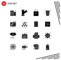 16 Creative Icons Modern Signs and Symbols of graphic design tools key food glass Editable Vector Design Elements