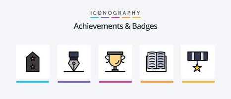 Achievements and Badges Line Filled 5 Icon Pack Including award. wreath. achievement. science. achievement. Creative Icons Design vector