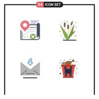 4 paquete de iconos planos de interfaz de usuario de signos y símbolos modernos de elementos de diseño vectorial editables de correo electrónico de maíz de mapa vector