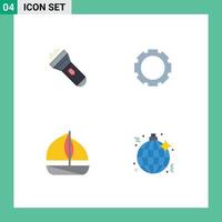 Group of 4 Modern Flat Icons Set for flashlight ship flash instagram music Editable Vector Design Elements