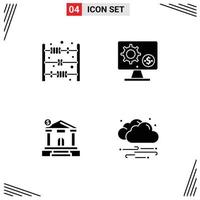 4 User Interface Solid Glyph Pack of modern Signs and Symbols of abacus toy bank generator setting building Editable Vector Design Elements