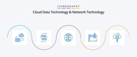 Cloud Data Technology And Network Technology Blue 5 Icon Pack Including arrow. dawonlod. money. folder. browser vector