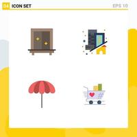 Universal Icon Symbols Group of 4 Modern Flat Icons of window umbrella dressing home wet Editable Vector Design Elements