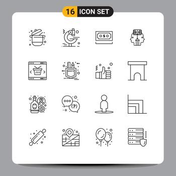 paquete de esquema de 16 símbolos universales de programación de aplicaciones notas de lectura de dólares elementos de diseño vectorial editables vector