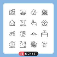 16 Thematic Vector Outlines and Editable Symbols of condom message alien mail content Editable Vector Design Elements