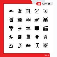 Set of 25 Commercial Solid Glyphs pack for power stethoscope finance medical self tapping Editable Vector Design Elements