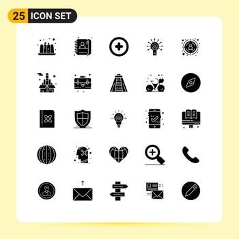25 Thematic Vector Solid Glyphs and Editable Symbols of target customer seo add touch here ok Editable Vector Design Elements