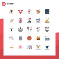 Mobile Interface Flat Color Set of 25 Pictograms of dry care mobile tag eco label Editable Vector Design Elements