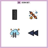 Set of 4 Modern UI Icons Symbols Signs for design data cloud marshmallow sweet backward Editable Vector Design Elements