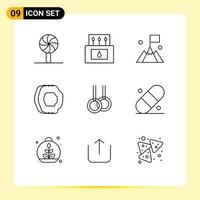 Universal Icon Symbols Group of 9 Modern Outlines of athletic fruits flag food apricot Editable Vector Design Elements