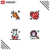 Modern Set of 4 Filledline Flat Colors and symbols such as carrot experiment favorite biology dashboard Editable Vector Design Elements