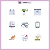 9 Thematic Vector Flat Colors and Editable Symbols of connection layout browser graphic editor interface Editable Vector Design Elements