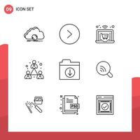 Set of 9 Vector Outlines on Grid for folder download online modern company Editable Vector Design Elements